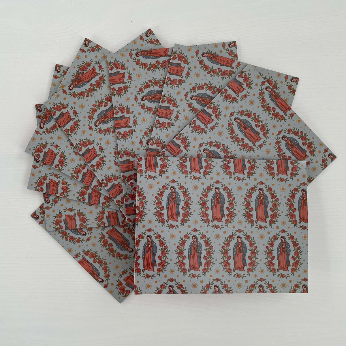 Guadalupe Collection: Set of 10 Catholic Note Cards with envelopes, featuring elegant religious designs on premium paper.