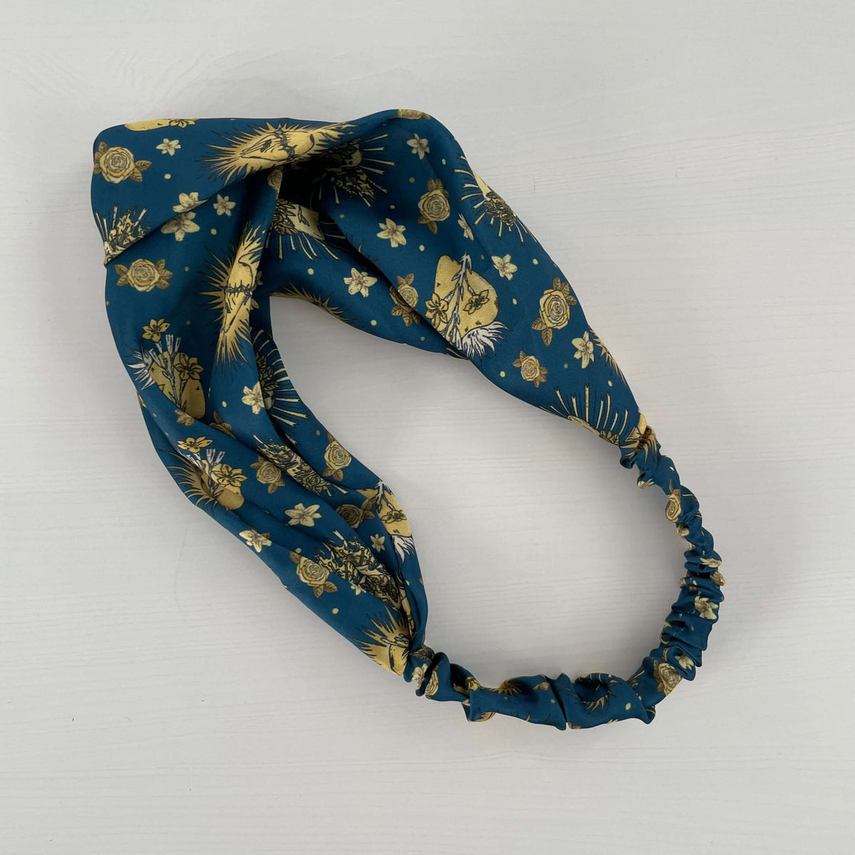 Catholic Satin Headband from Holy Hearts Collection featuring divine patterns, faith-inspired design, and elegant satin finish.
