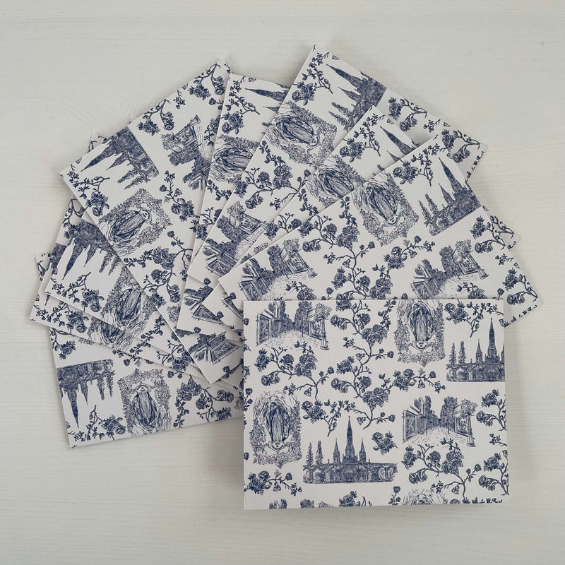 Catholic Note Cards Pack of 10 - Lourdes Collection with ornate designs on premium paper.