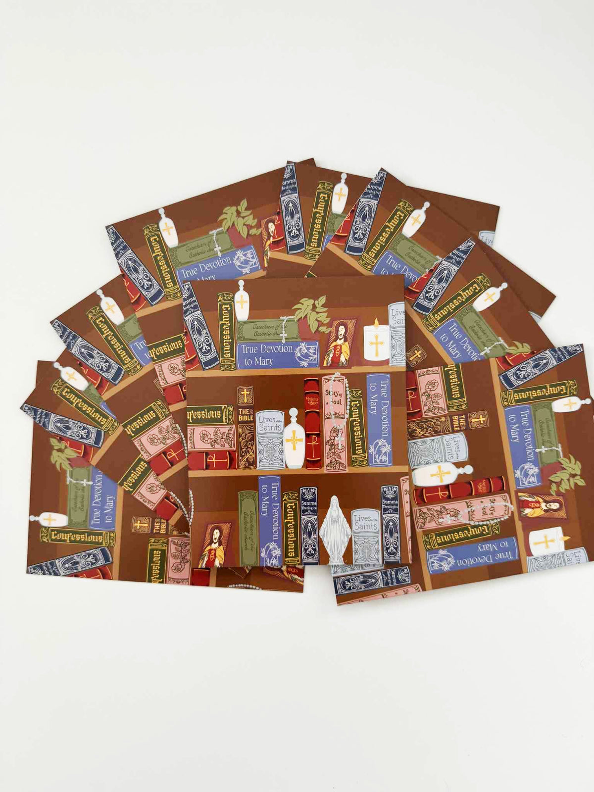 Catholic Library Collection note cards pack, featuring religious themed designs in a set of 10 on a white background.
