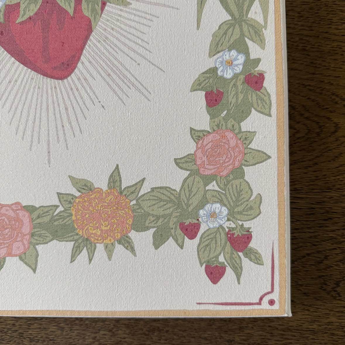 Immaculate Heart of Mary Paint by Number Kit design detail featuring floral border with roses and leaves on canvas.