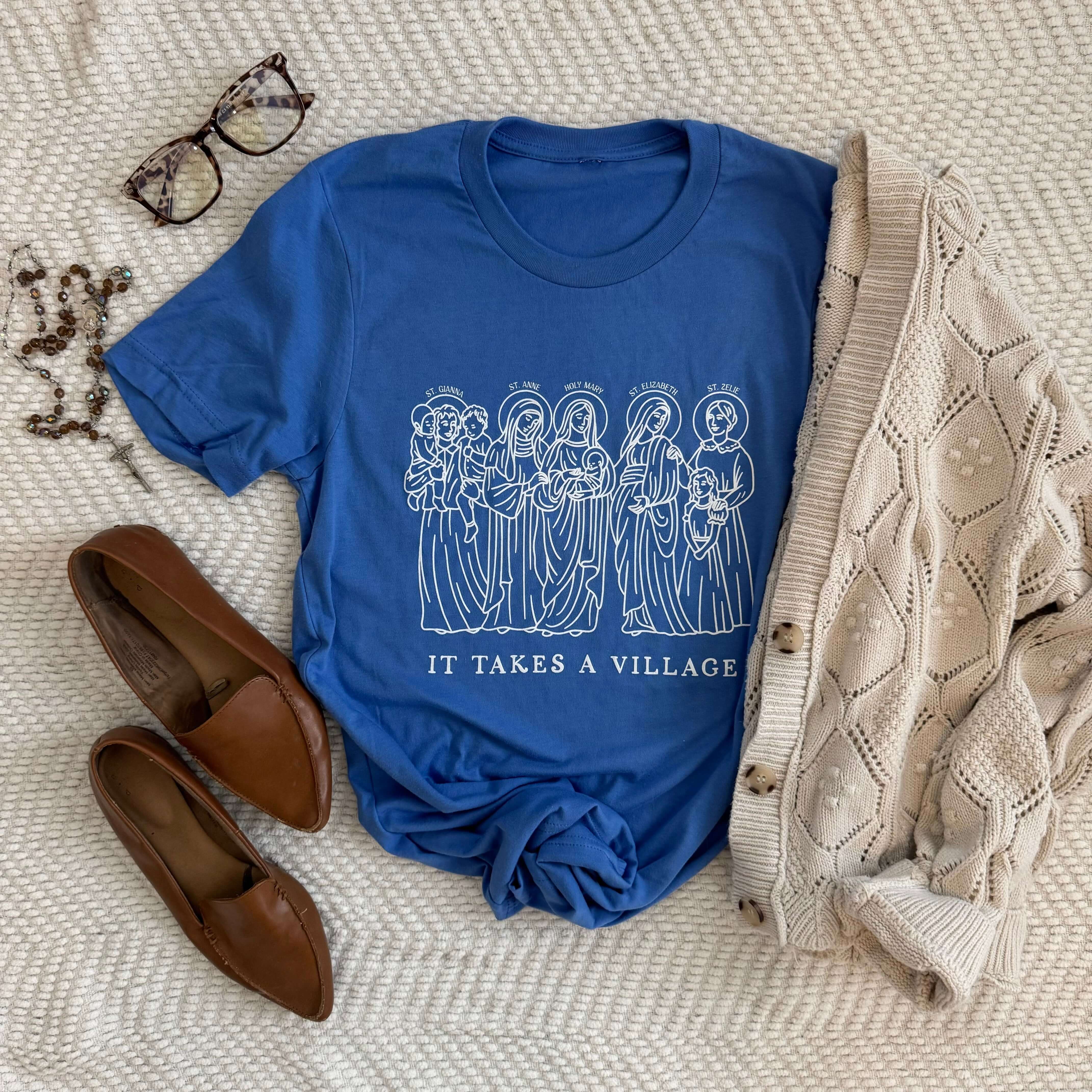 It Takes A Village Tee - Inspirational Design Xs / Carolina Blue, image size:4284x4284