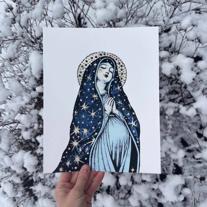 Our Lady of La Luna Art Print - Brick House in the City