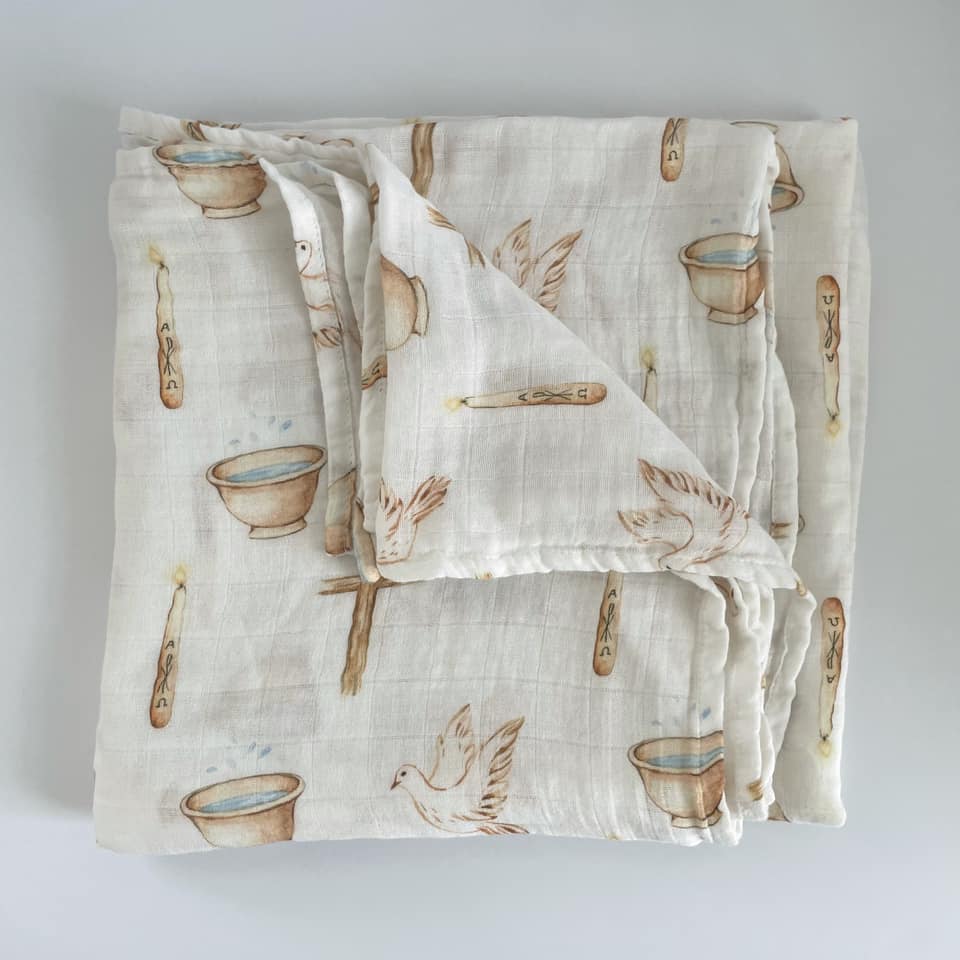 Baptism Swaddle Blanket - Brick House in the City