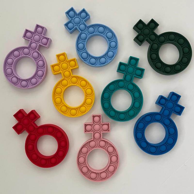 Colorful silicone Fidget Rosary Poppers in various shapes and colors, designed to relieve stress and enhance focus.